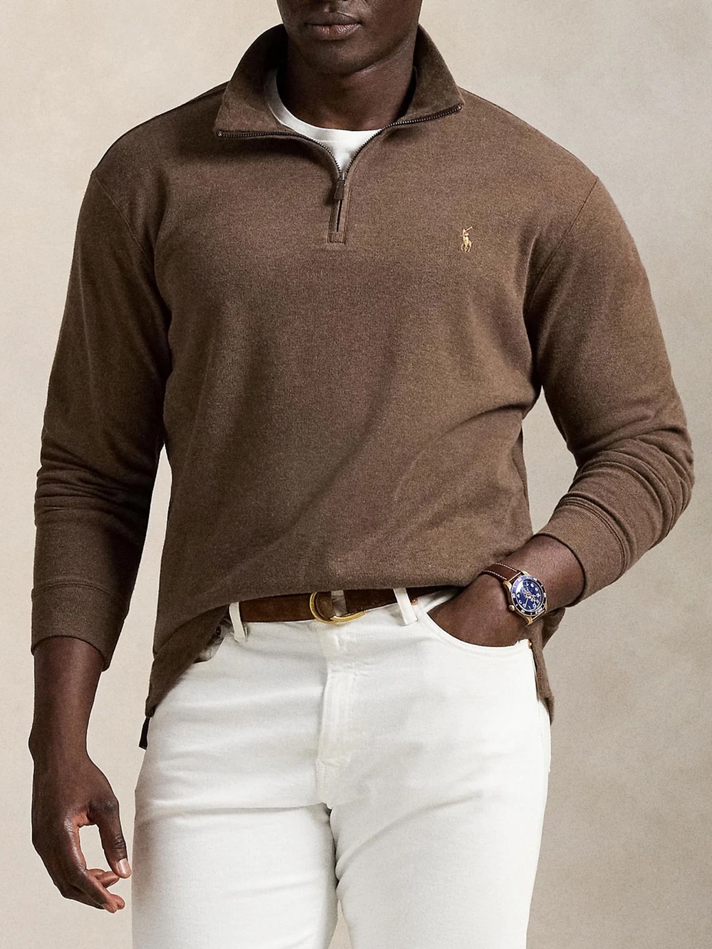 Ralph Lauren Chocolate Brown Quarter-Zip Sweater